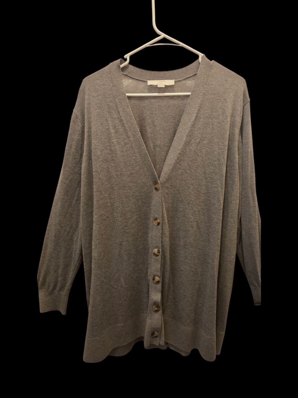 LOFT Olive Green V-Neck Button-Front Women's Cardigan